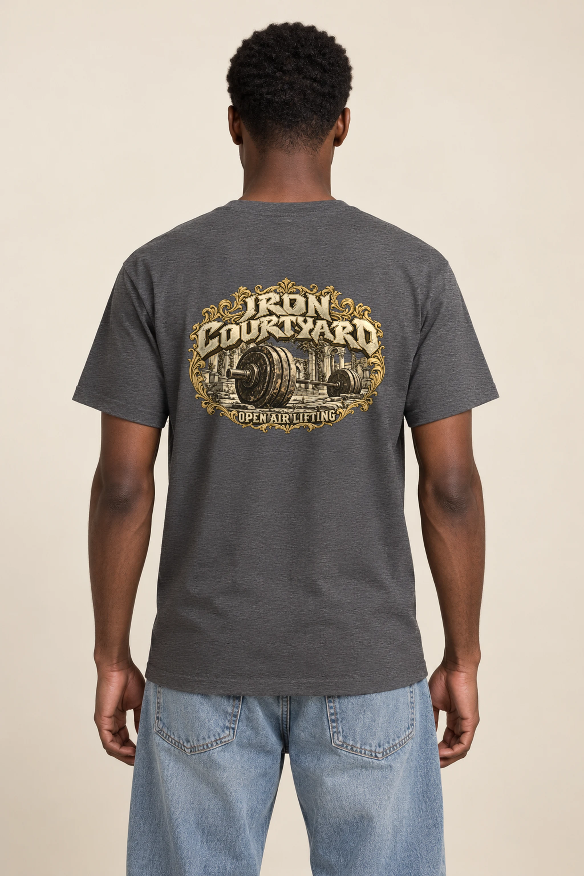 "Iron Courtyard" Heavyweight Unisex Crewneck T-shirt