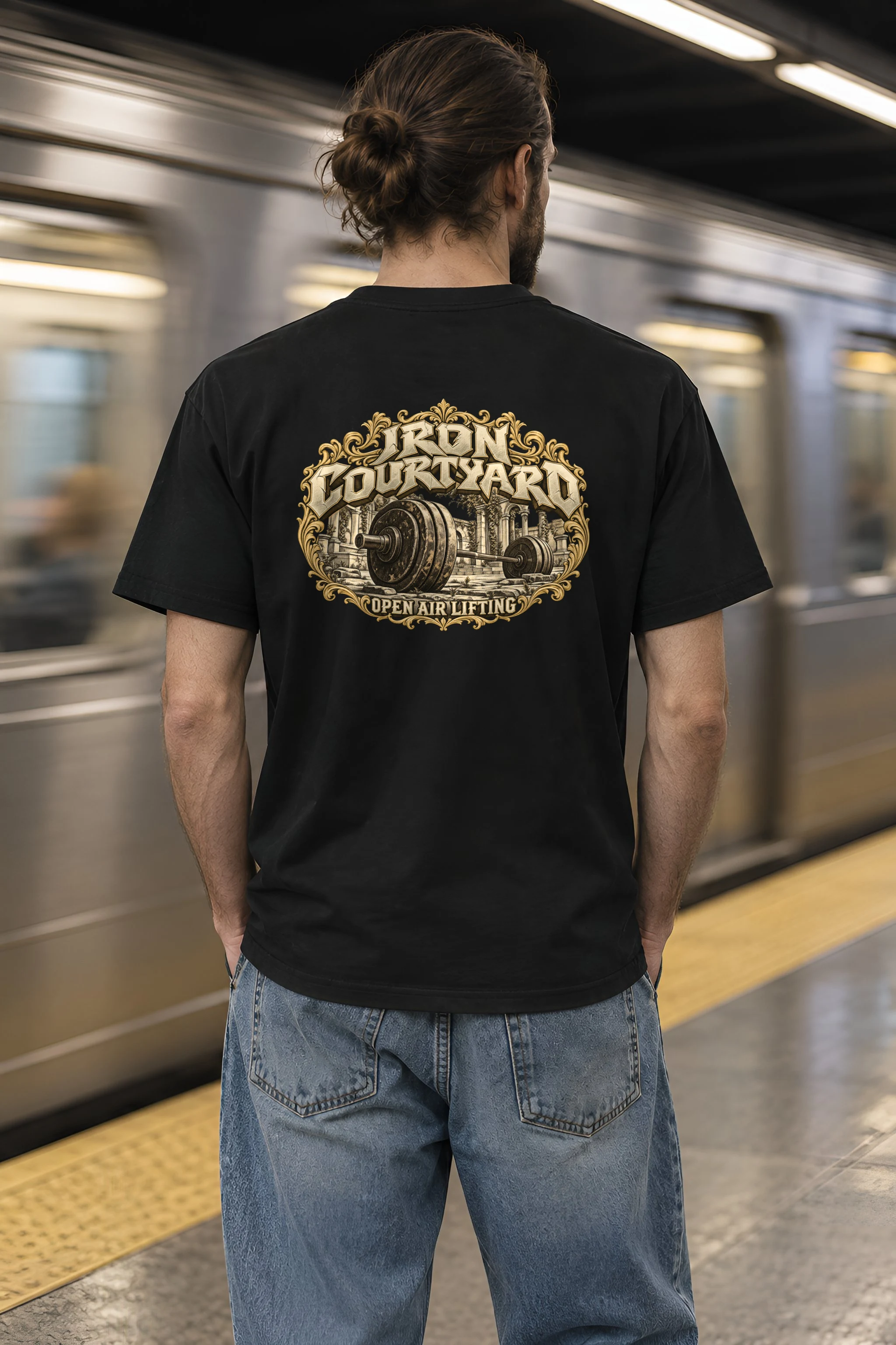 "Iron Courtyard" Heavyweight Unisex Crewneck T-shirt