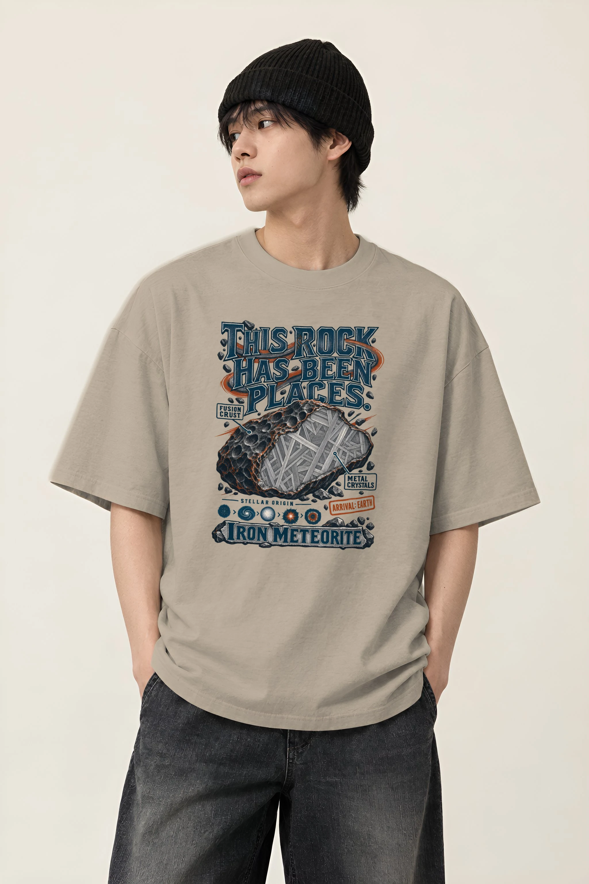 "Iron Meteorite" Men's Oversized Heavyweight Crewneck T-Shirt