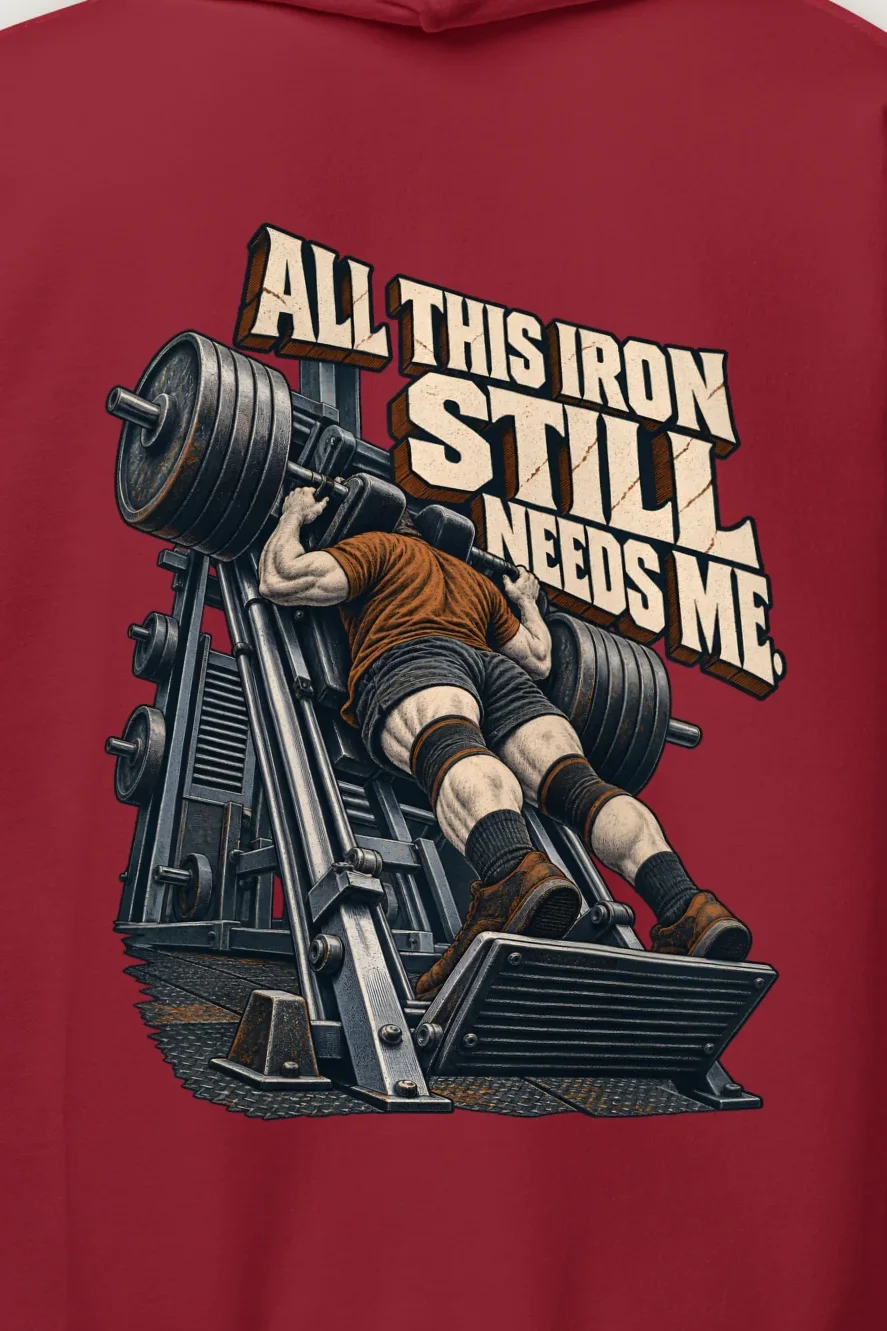 "Iron Still Needs Me" Heavy Blend Unisex Pullover Hoodie - the graphic up close
