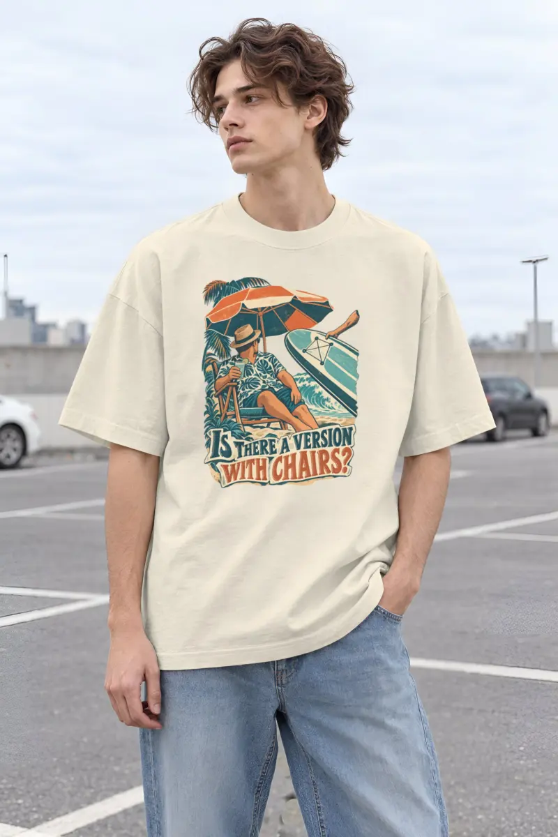 "Is There a Version With Chairs?" Men's Oversized Heavyweight Crewneck T-Shirt