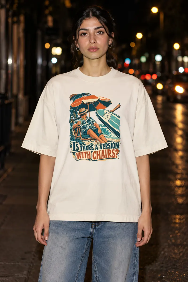 "Is There a Version With Chairs?" Unisex Oversized Heavyweight Crewneck T-Shirt