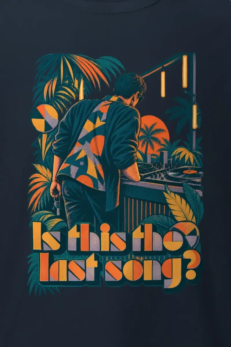 "Is This the Last Song?" Heavyweight Unisex Crewneck T-shirt - the graphic up close