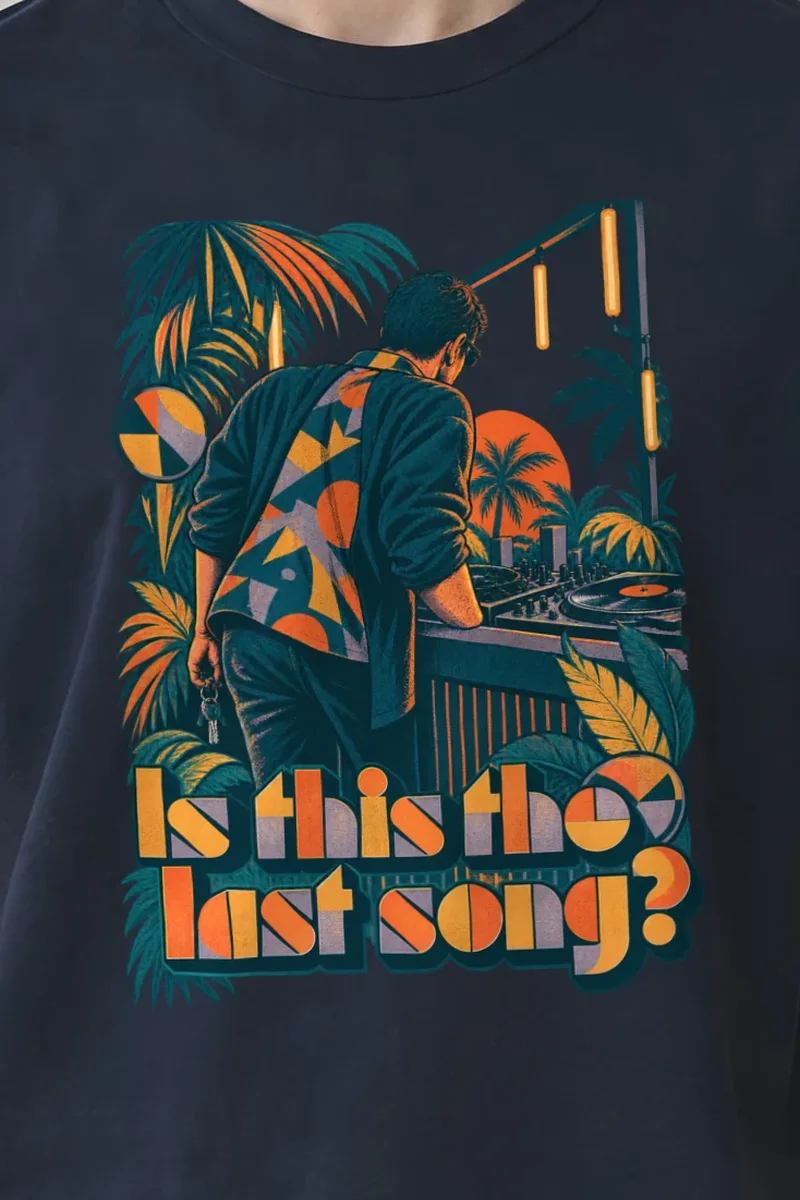 "Is This the Last Song?" Heavyweight Unisex Crewneck T-shirt - the graphic up close