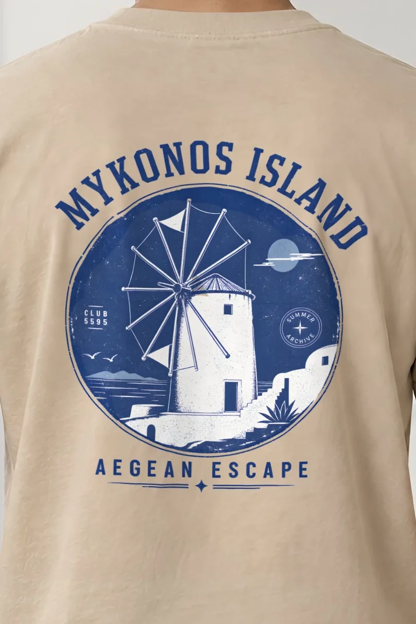 "Island Club 5595" Heavyweight Unisex Crewneck T-shirt - the graphic up close