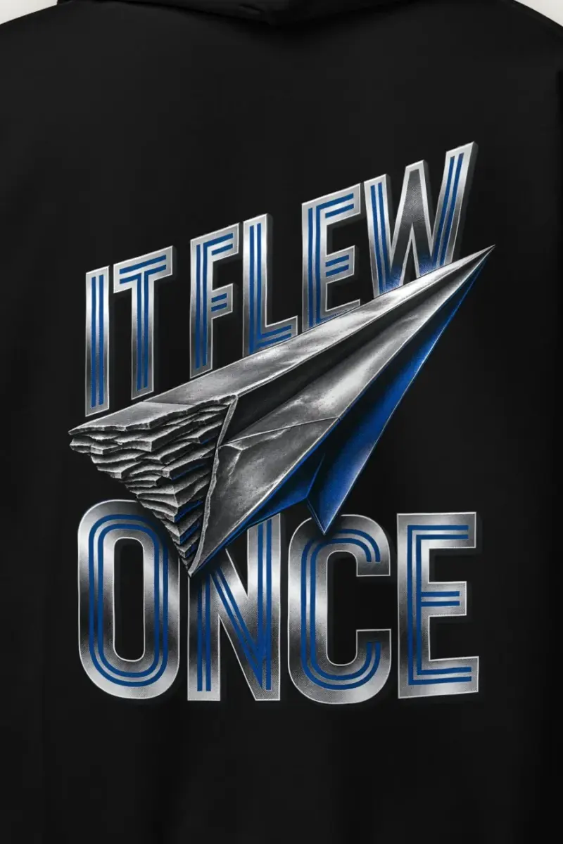 "It Flew Once" Heavy Blend Unisex Pullover Hoodie - the graphic up close