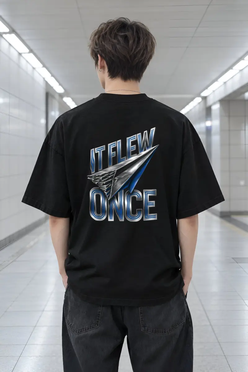 "It Flew Once" Men's Oversized Heavyweight Crewneck T-Shirt