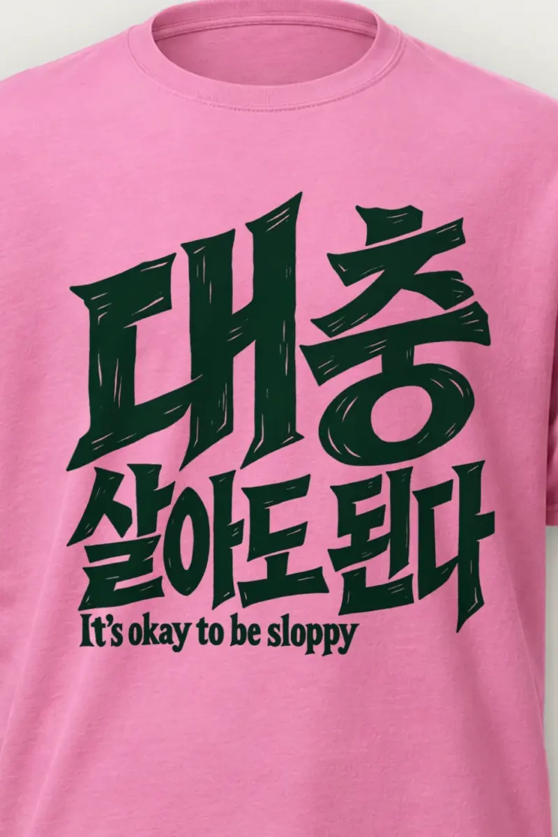 "It’s Okay To Be Sloppy" Heavyweight Unisex Crewneck T-shirt - the graphic up close