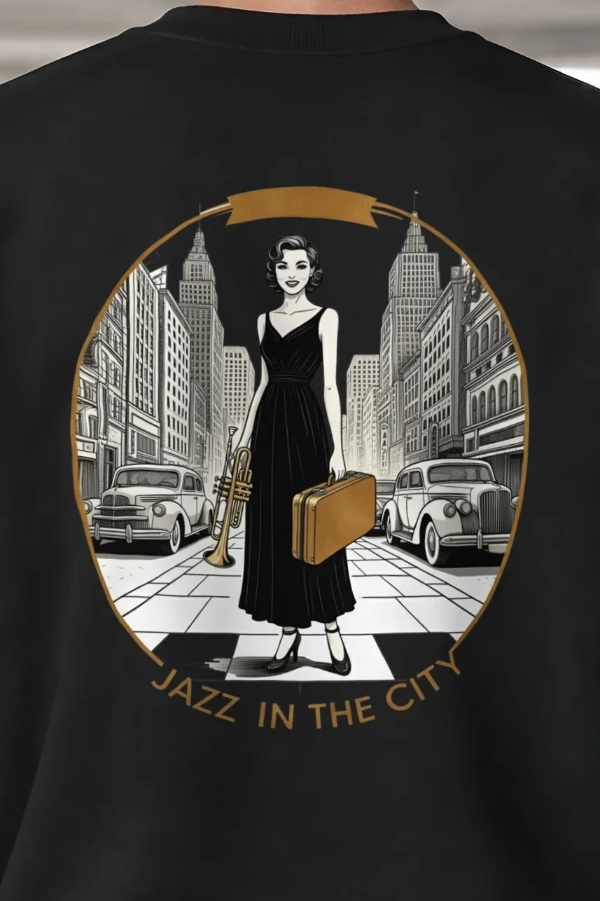 "Jazz In The City" 1 Crewneck Sweatshirt - the graphic up close