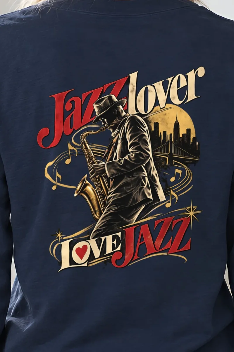 "Jazz Lover" Unisex Longsleeve T-shirt - the graphic up close