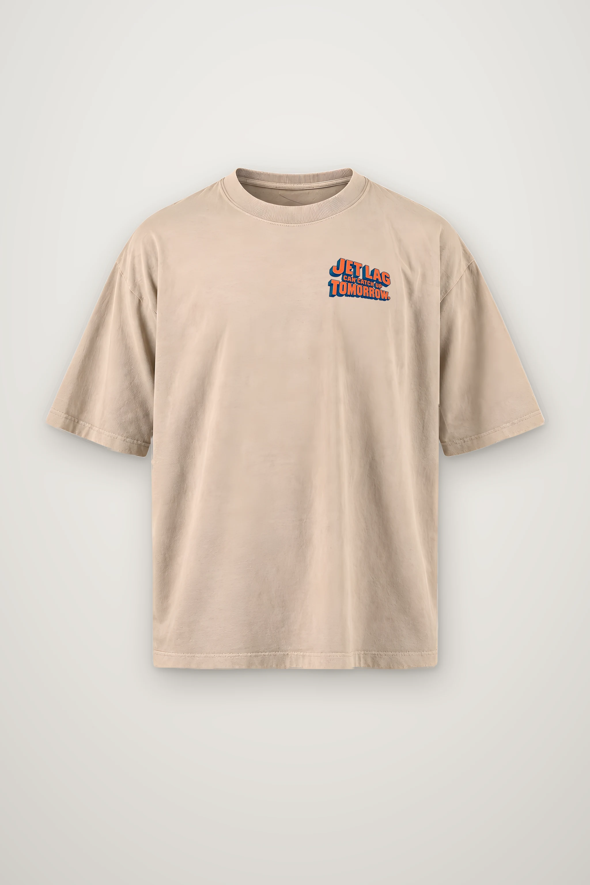 "Jet Lag Can Catch Up" Men's Oversized Heavyweight Crewneck T-Shirt