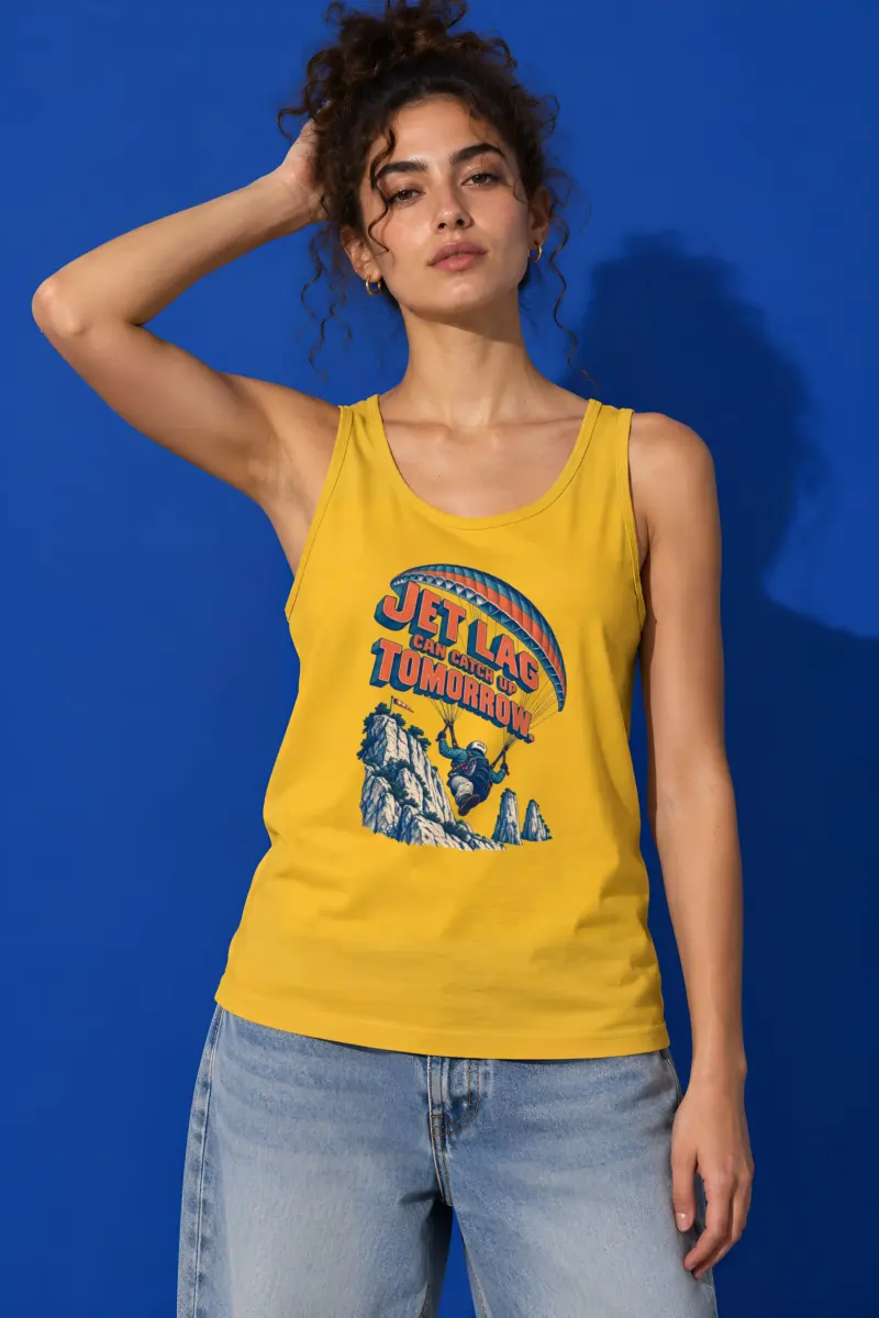 "Jet Lag Can Catch Up Tomorrow" Unisex Jersey Tank