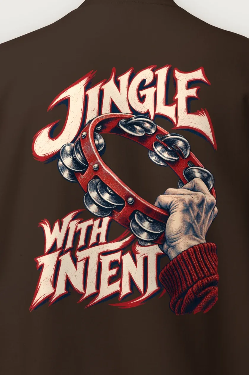 "Jingle With Intent" Heavy Blend Unisex Crewneck Sweatshirt - the graphic up close