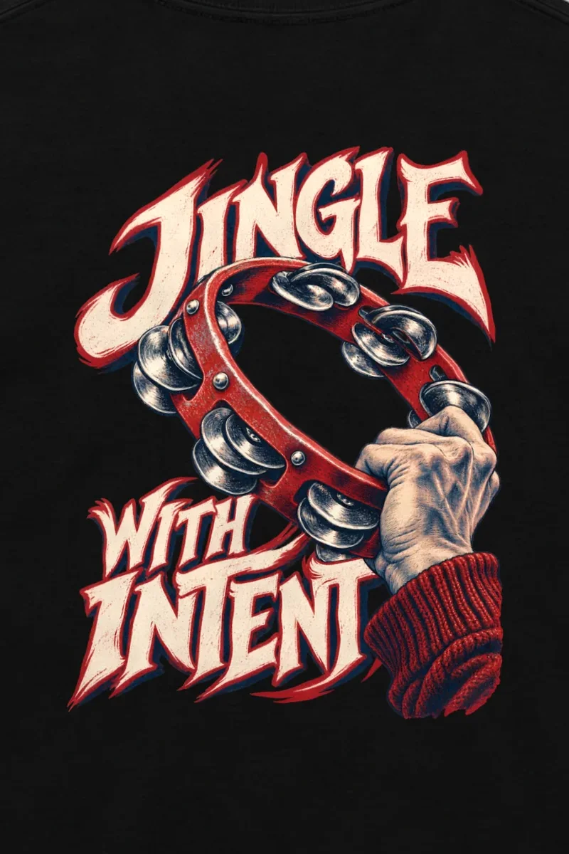 "Jingle With Intent" Unisex Longsleeve T-shirt - the graphic up close
