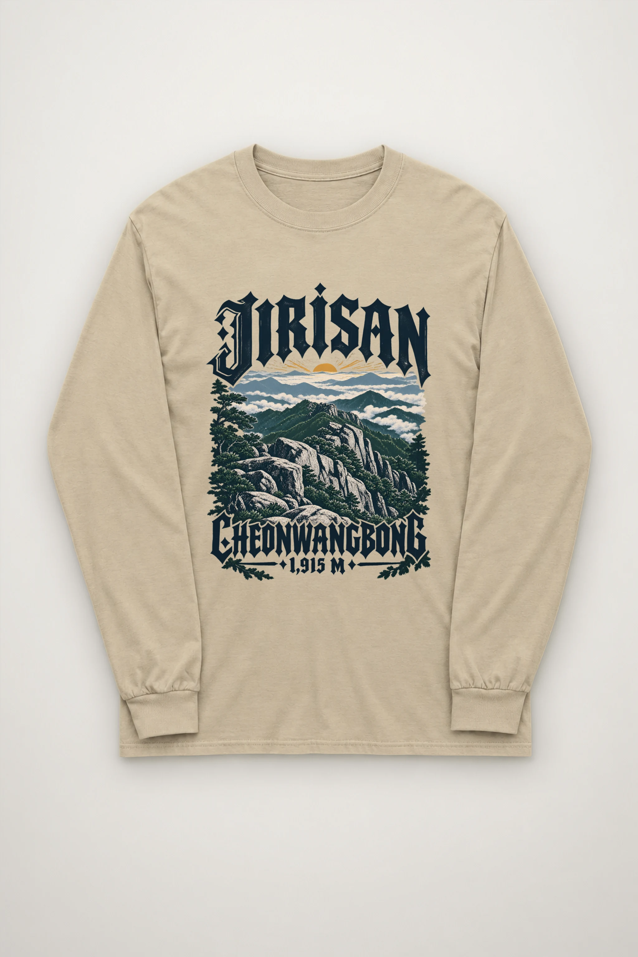 "Jirisan Cheonwangbong 1,915 M" Unisex Longsleeve T-shirt