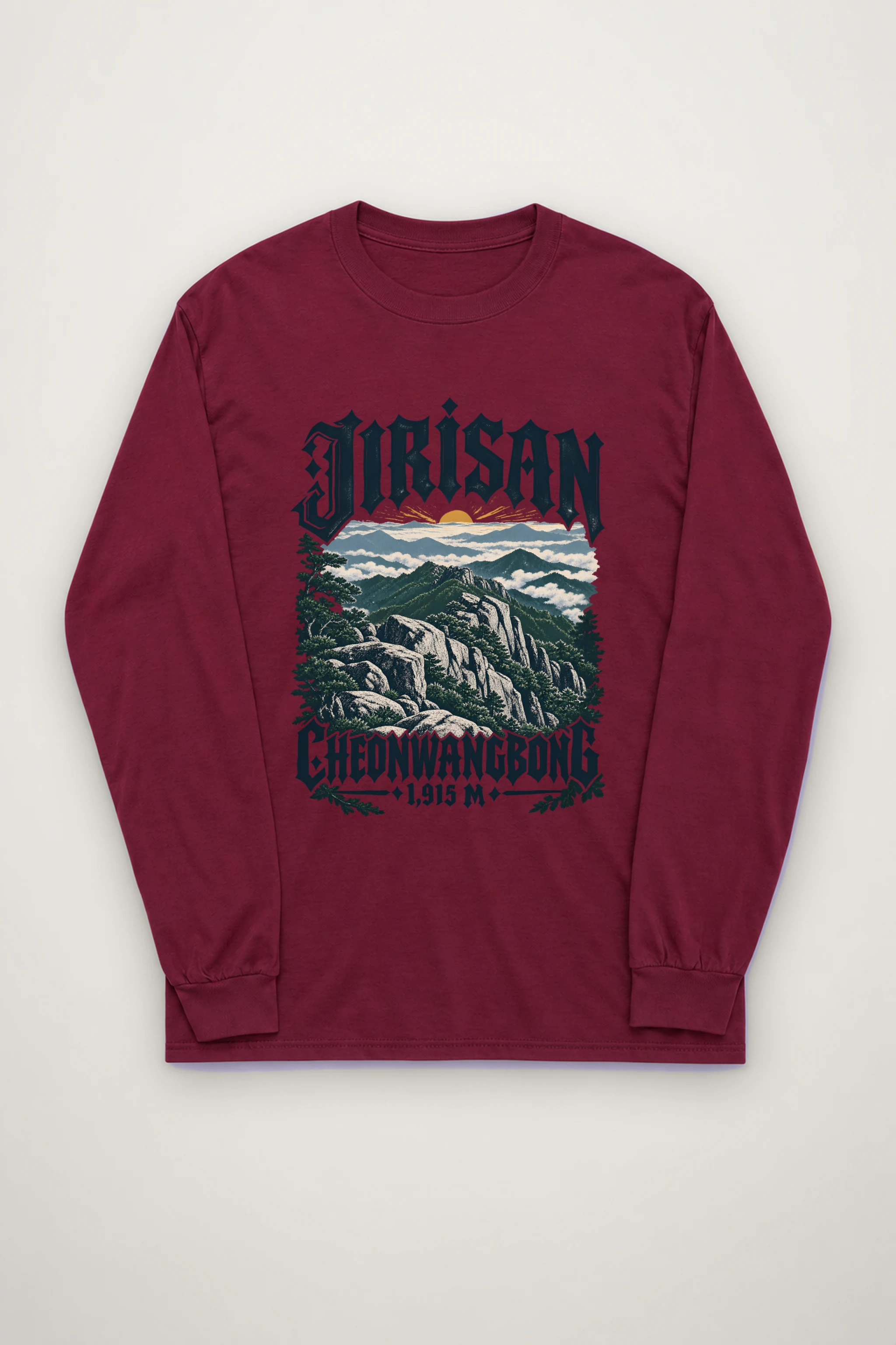 "Jirisan Cheonwangbong 1,915 M" Unisex Longsleeve T-shirt