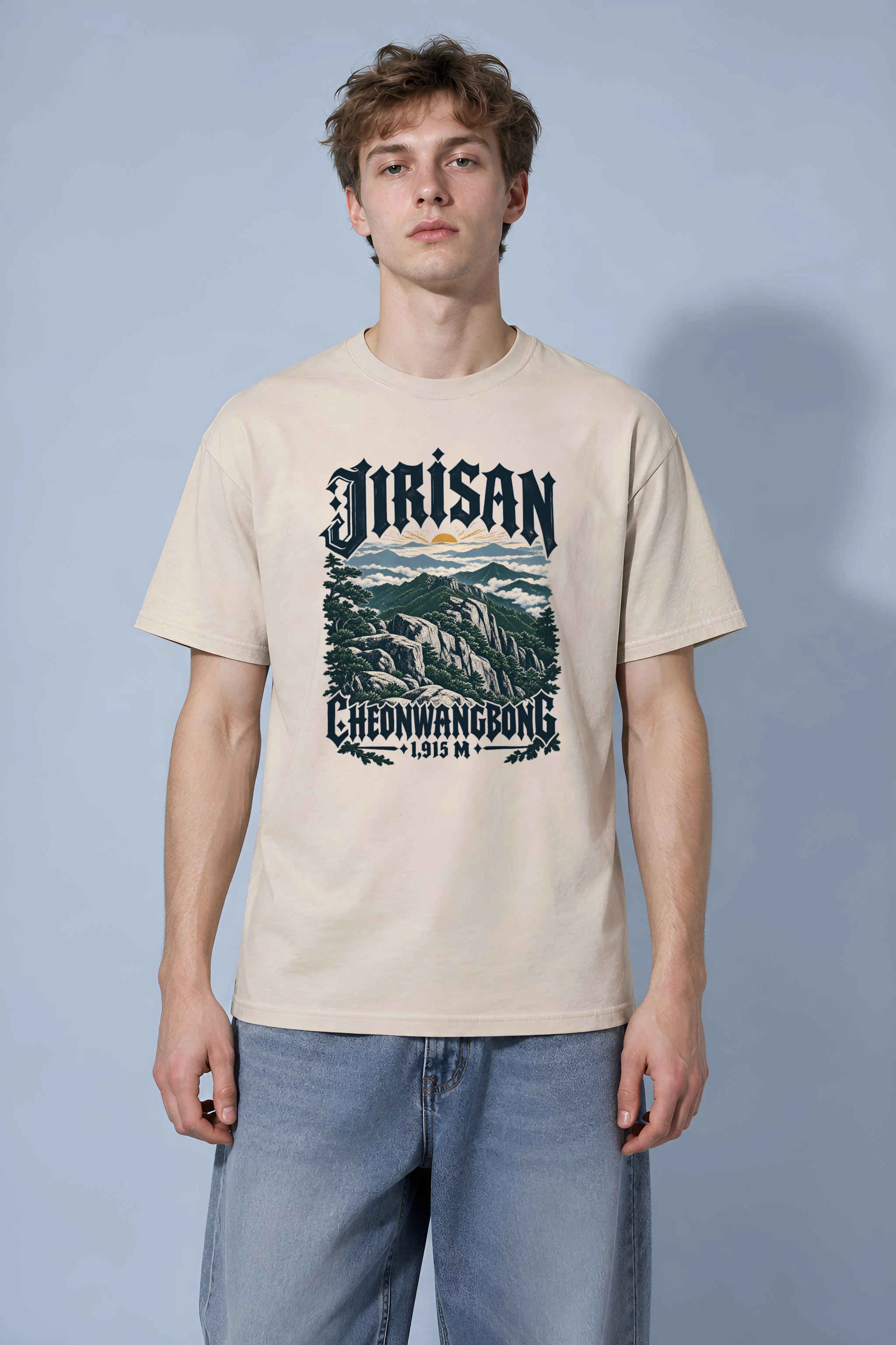 "JIRISAN CHEONWANGBONG" Heavyweight Unisex Crewneck T-shirt