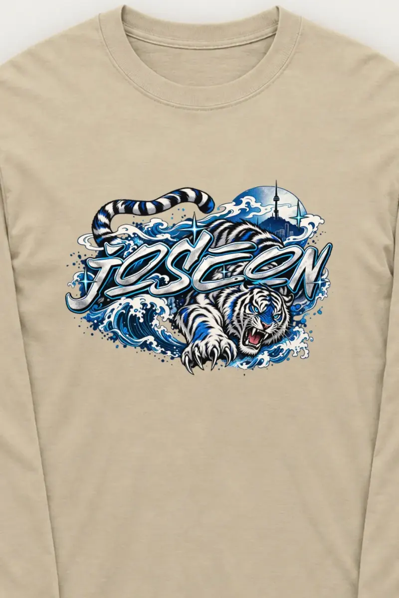 "Joseon Tiger Graffiti" Unisex Longsleeve T-shirt - the graphic up close
