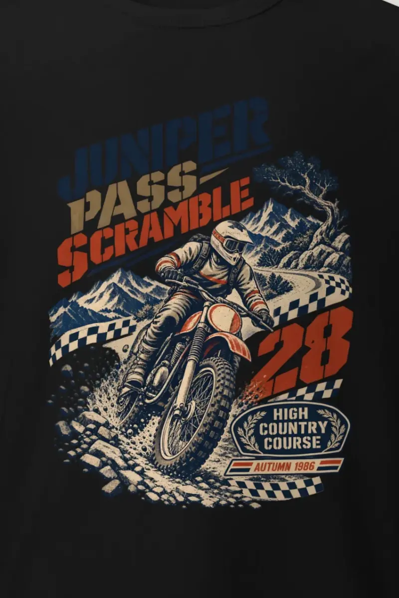 "Juniper Pass Scramble" Heavyweight Unisex Crewneck T-shirt - the graphic up close