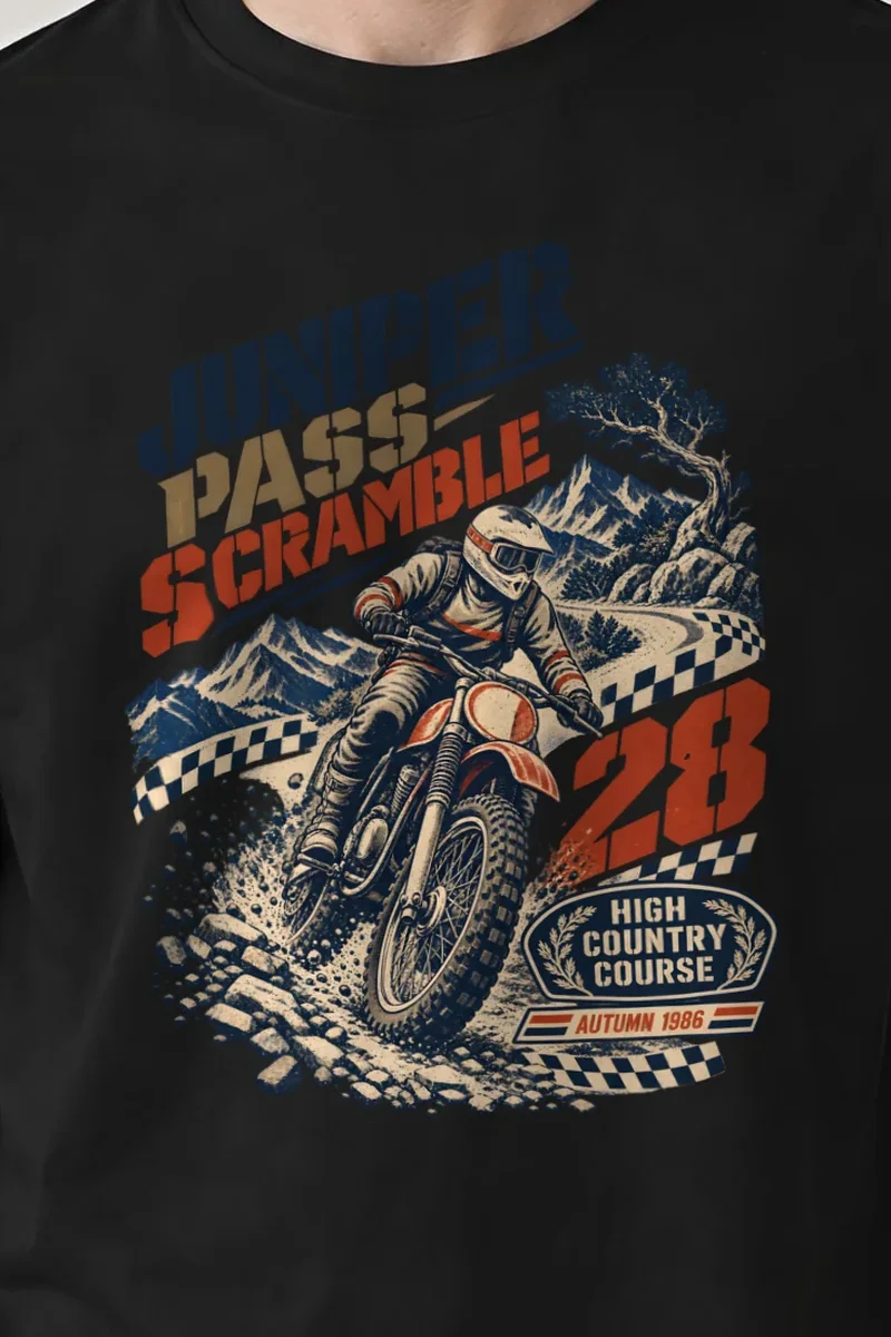 "Juniper Pass Scramble" Heavyweight Unisex Crewneck T-shirt - the graphic up close