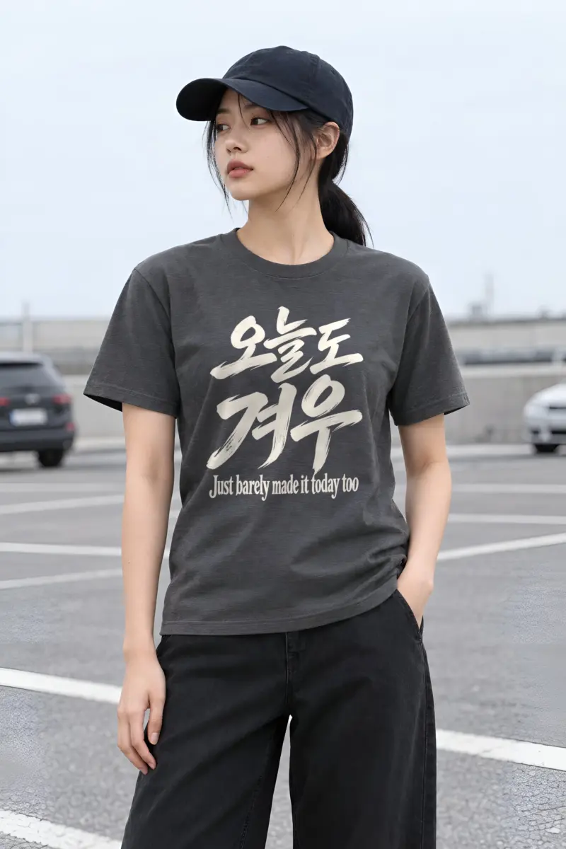 “Just Barely Made It” Heavyweight Unisex Crewneck T-shirt