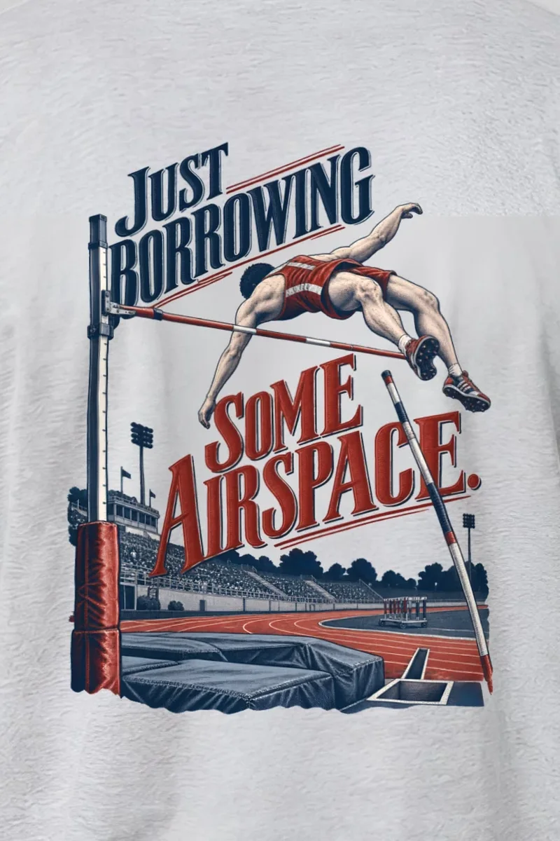 "Just Borrowing Some Airspace" Heavyweight Unisex Crewneck T-shirt - the graphic up close