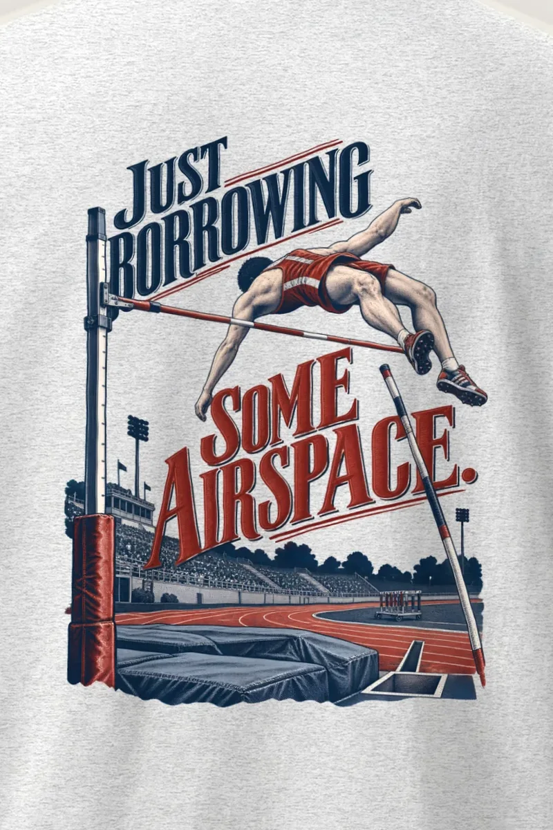 "Just Borrowing Some Airspace" Heavyweight Unisex Crewneck T-shirt - the graphic up close
