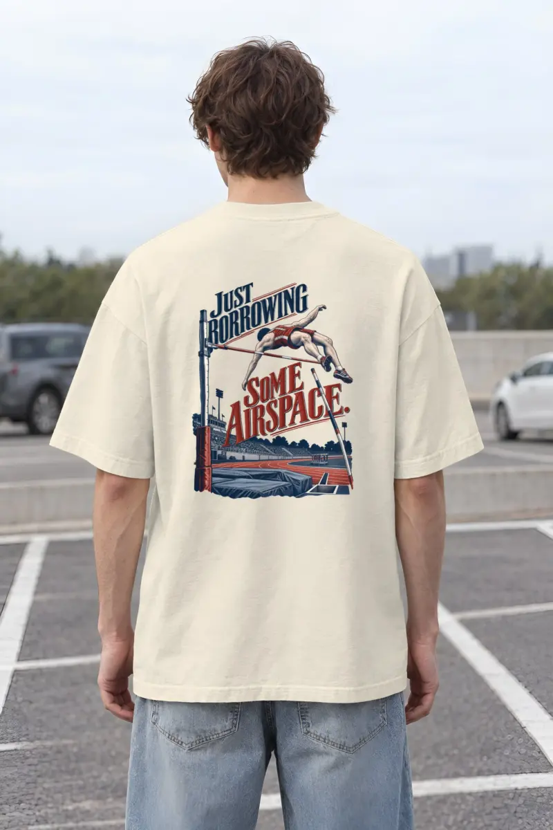 “Just Borrowing Some Airspace” Men’s Oversized Heavyweight Crewneck T-Shirt
