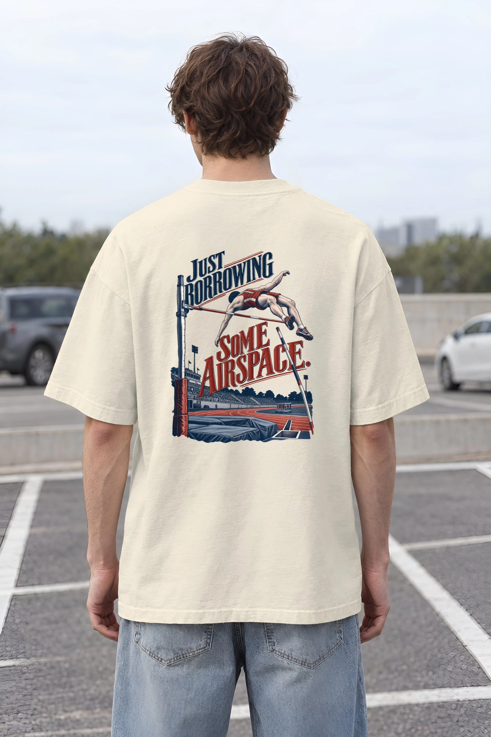 "Just Borrowing Some Airspace" Men's Oversized Heavyweight Crewneck T-Shirt