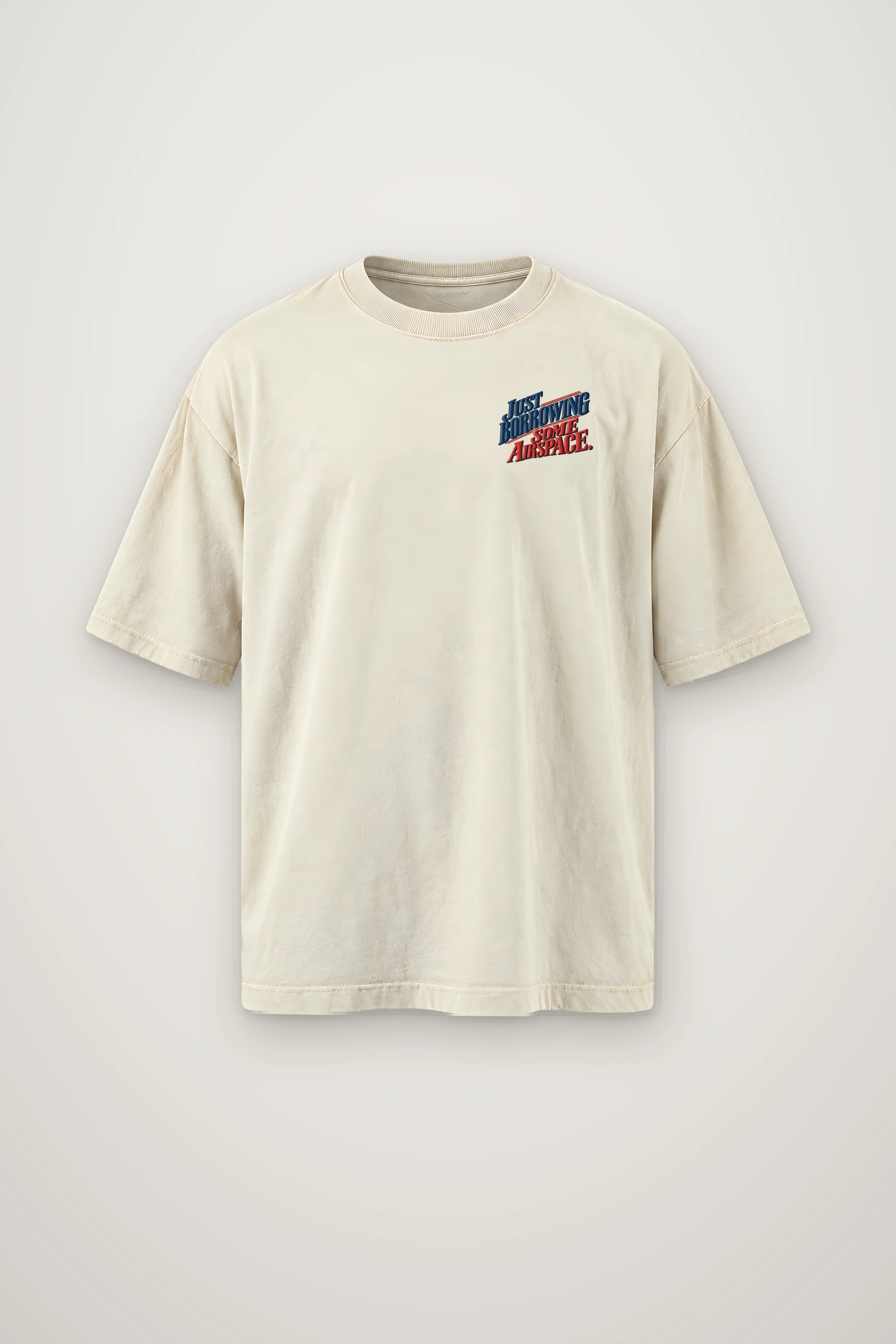 "Just Borrowing Some Airspace" Men's Oversized Heavyweight Crewneck T-Shirt