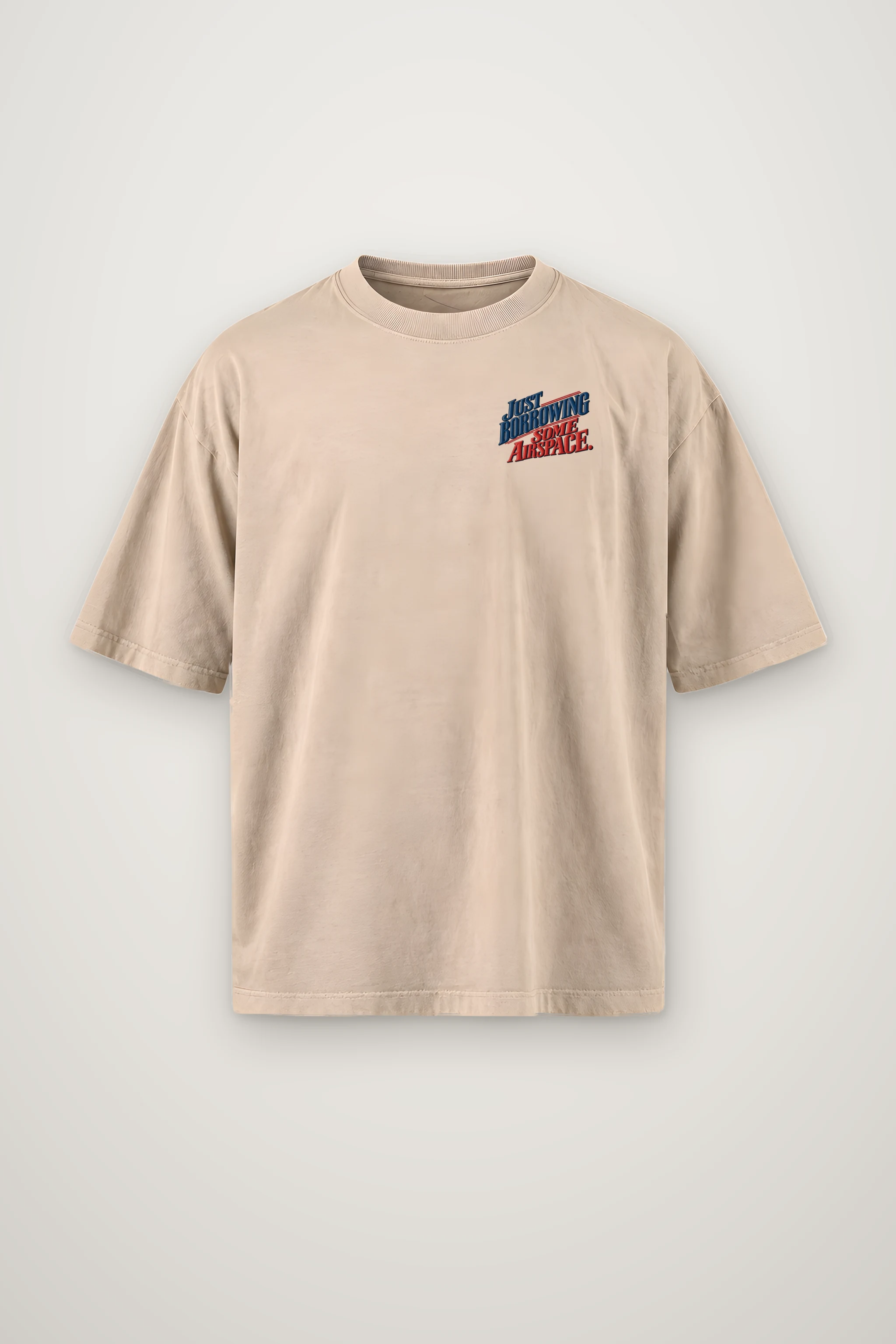 "Just Borrowing Some Airspace" Men's Oversized Heavyweight Crewneck T-Shirt