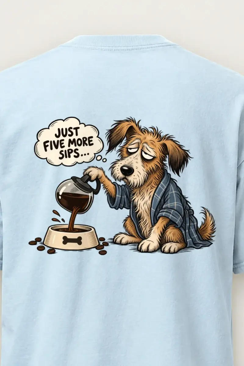 "Just Five More Sips" Heavyweight Unisex Crewneck T-shirt
