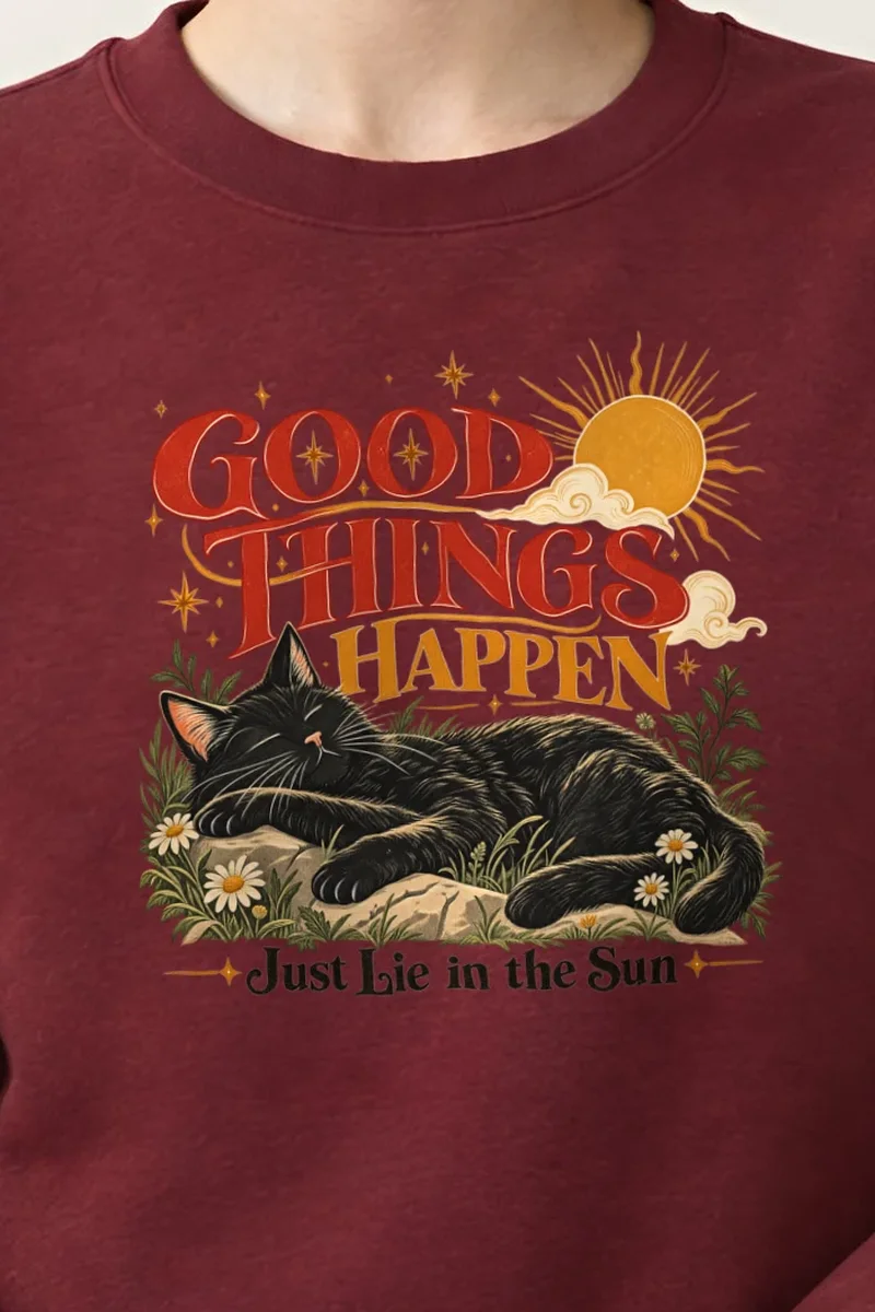 "Just Lie In The Sun" 1 Crewneck Sweatshirt - the graphic up close