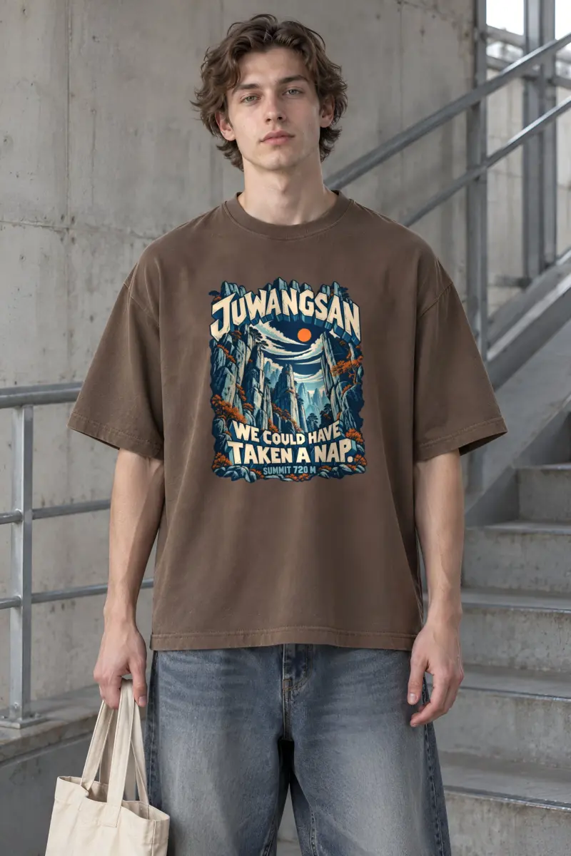 “Juwangsan Rock Pillars” Men’s Oversized Heavyweight Crewneck T-Shirt