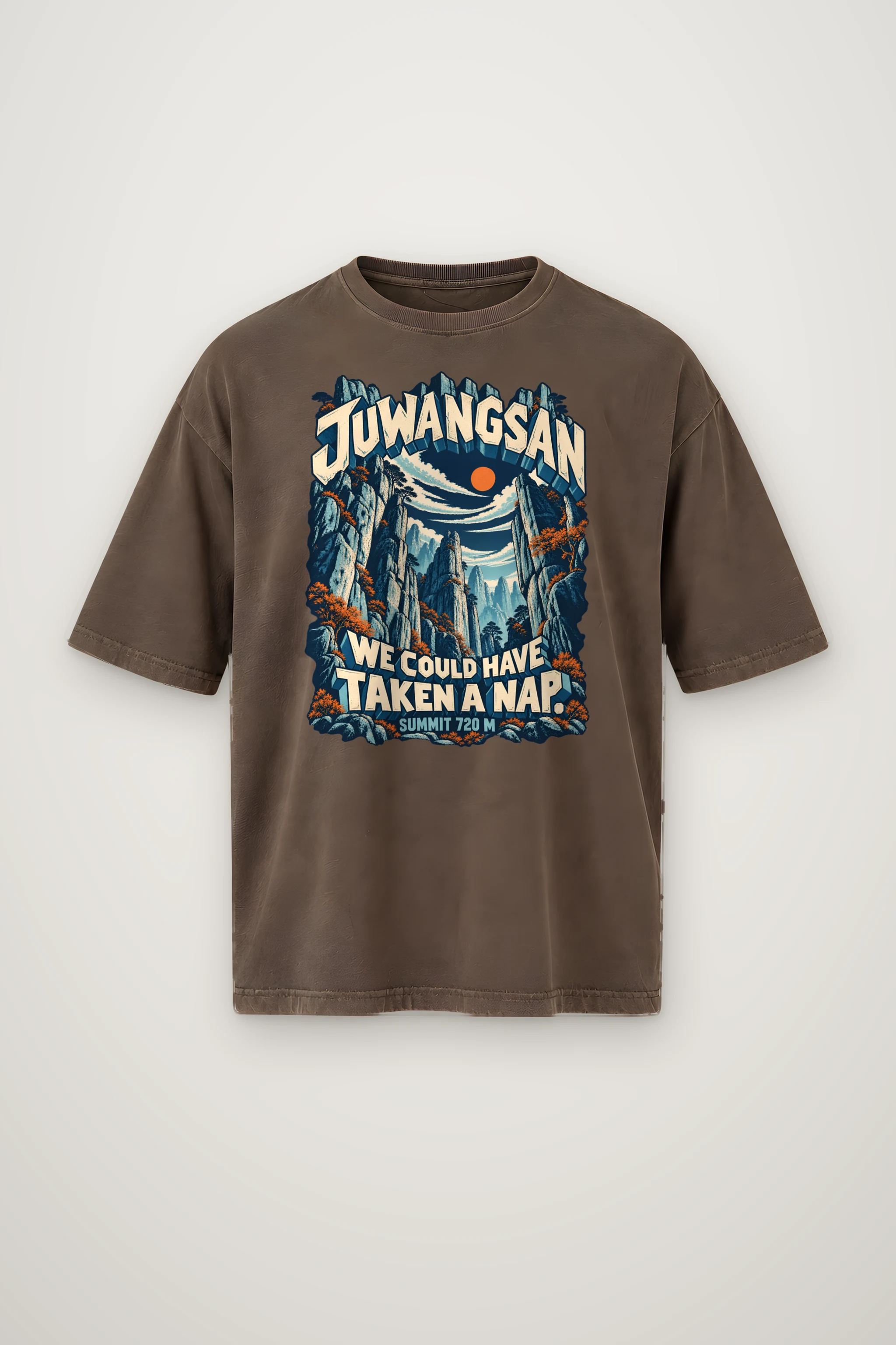 "Juwangsan Rock Pillars" Men's Oversized Heavyweight Crewneck T-Shirt