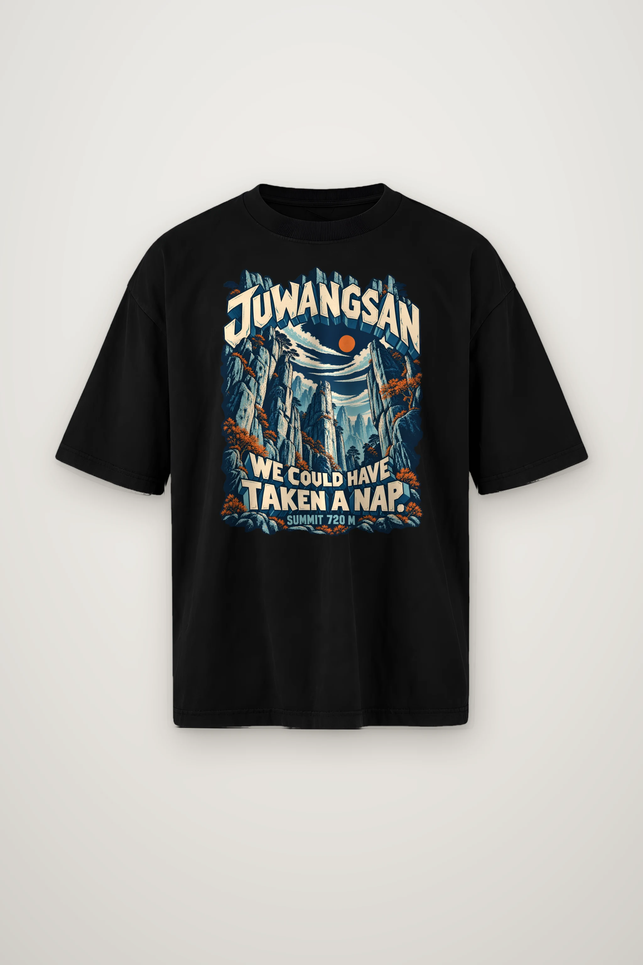"Juwangsan Rock Pillars" Men's Oversized Heavyweight Crewneck T-Shirt