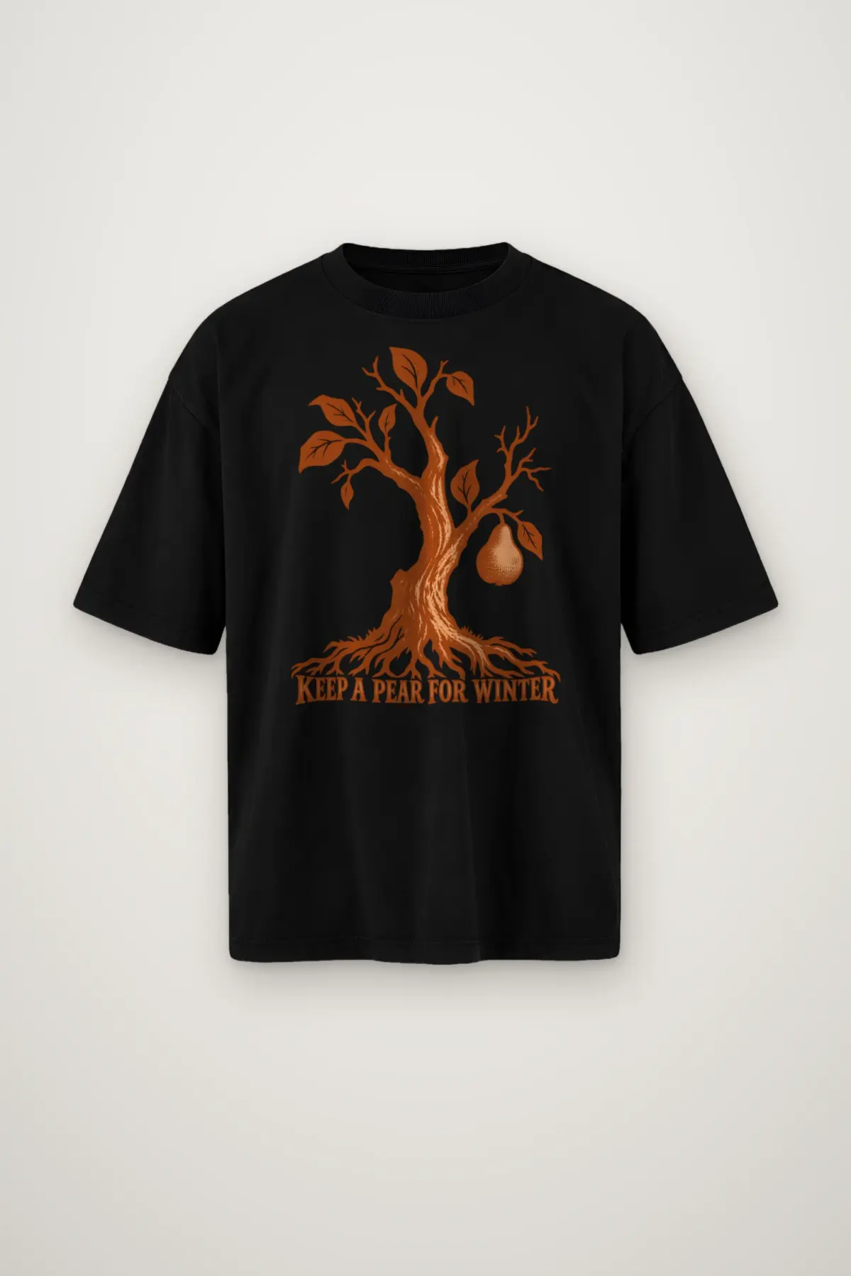 "Keep A Pear For Winter" Men's Oversized Heavyweight Crewneck T-Shirt
