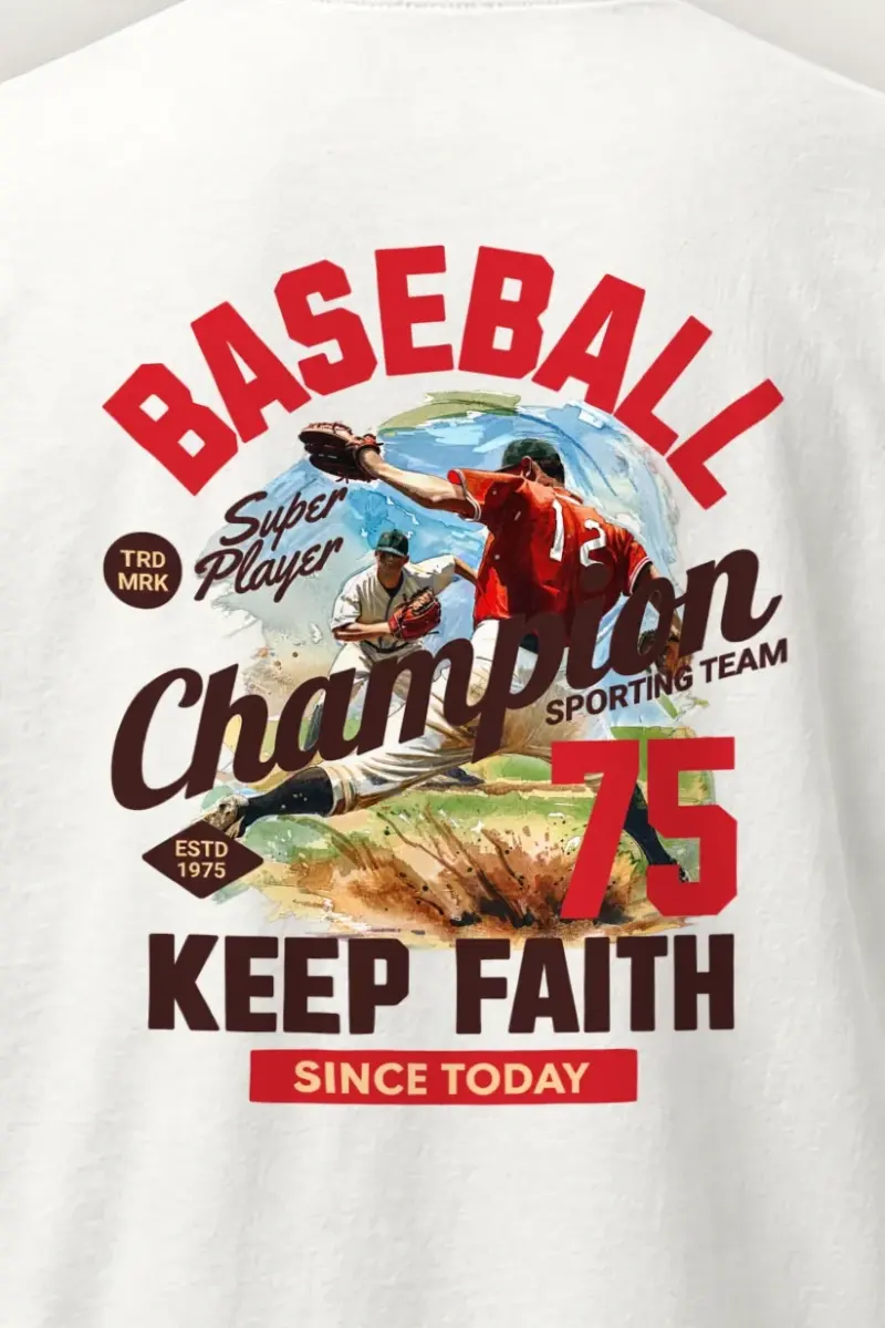"Keep Faith Baseball" Heavyweight Unisex Crewneck T-shirt