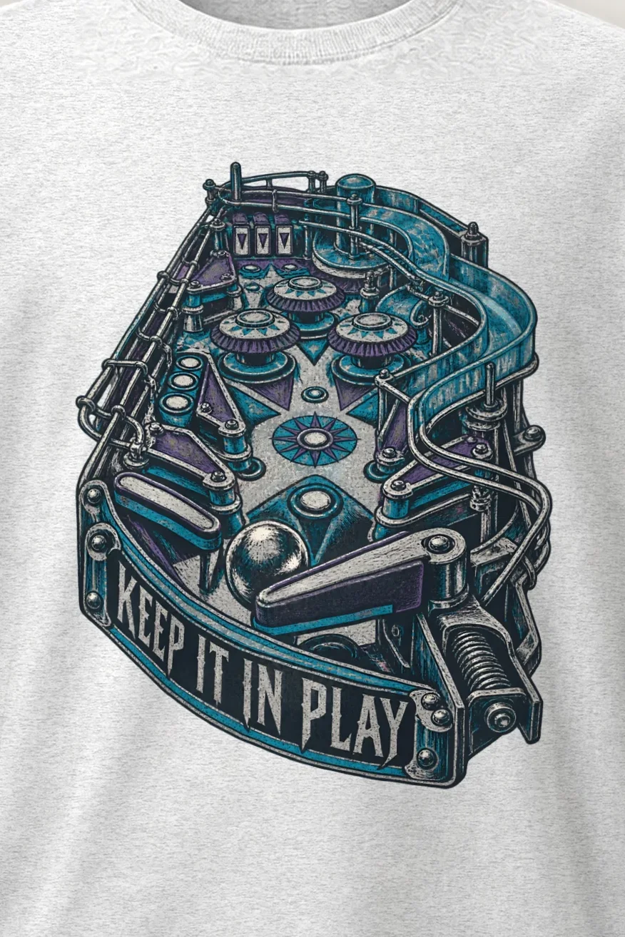 "Keep It in Play" Heavyweight Unisex Crewneck T-shirt - the graphic up close