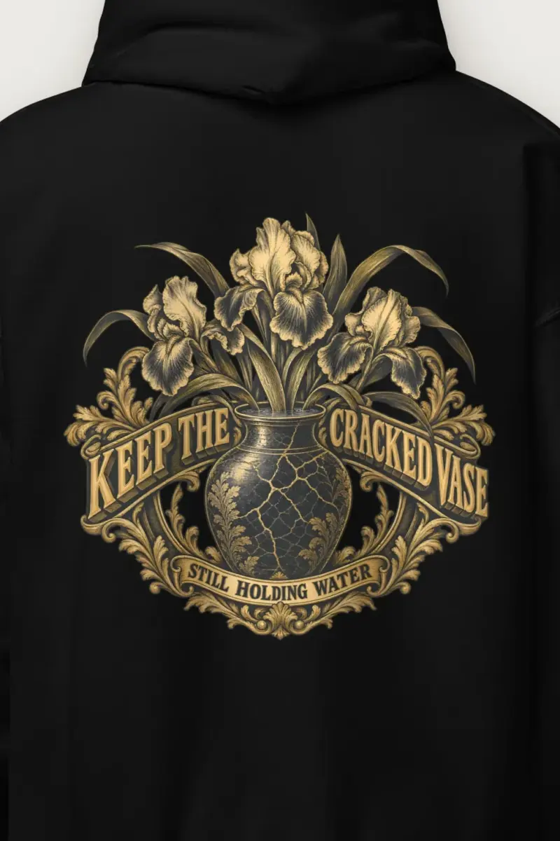"Keep the Cracked Vase" Heavy Blend Unisex Pullover Hoodie - the graphic up close