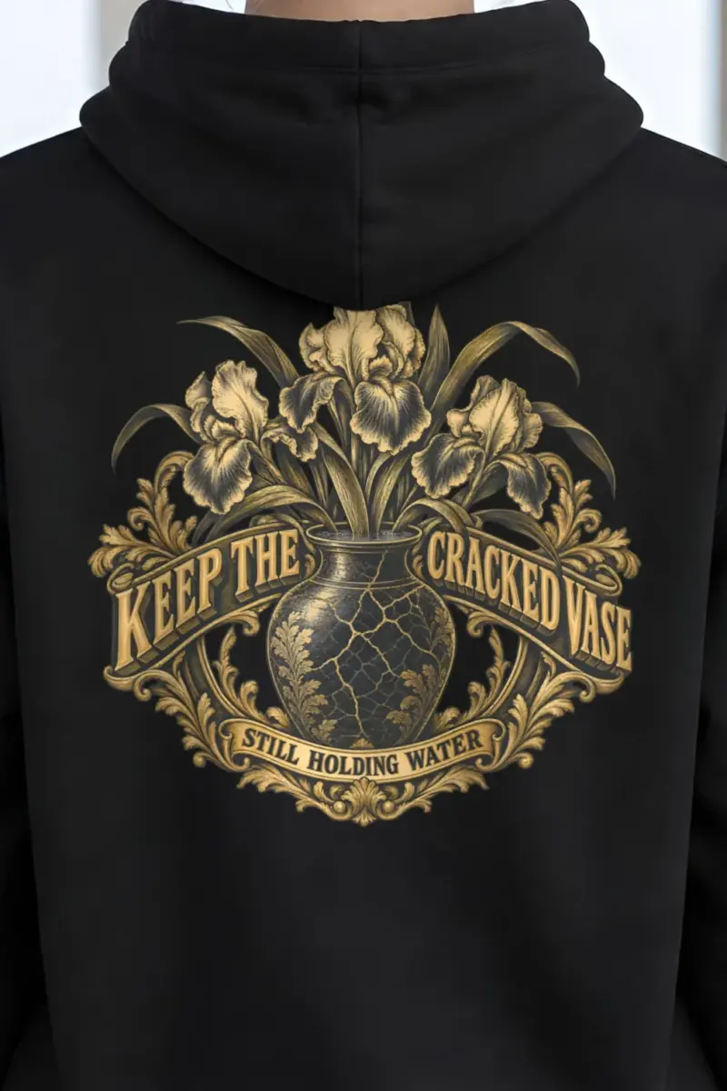 "Keep the Cracked Vase" Heavy Blend Unisex Pullover Hoodie - the graphic up close