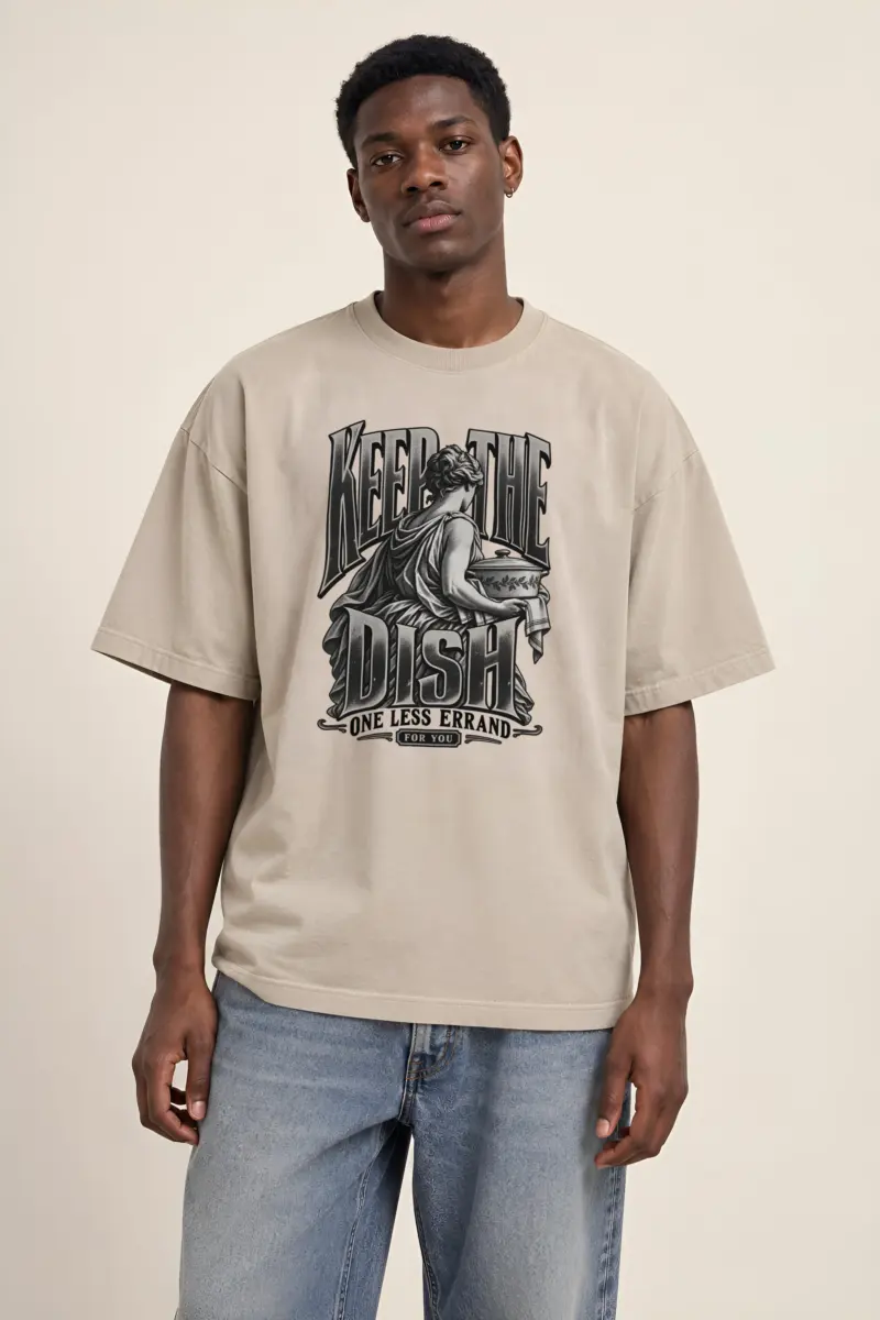 "Keep the Dish" Unisex Oversized Heavyweight Crewneck T-Shirt