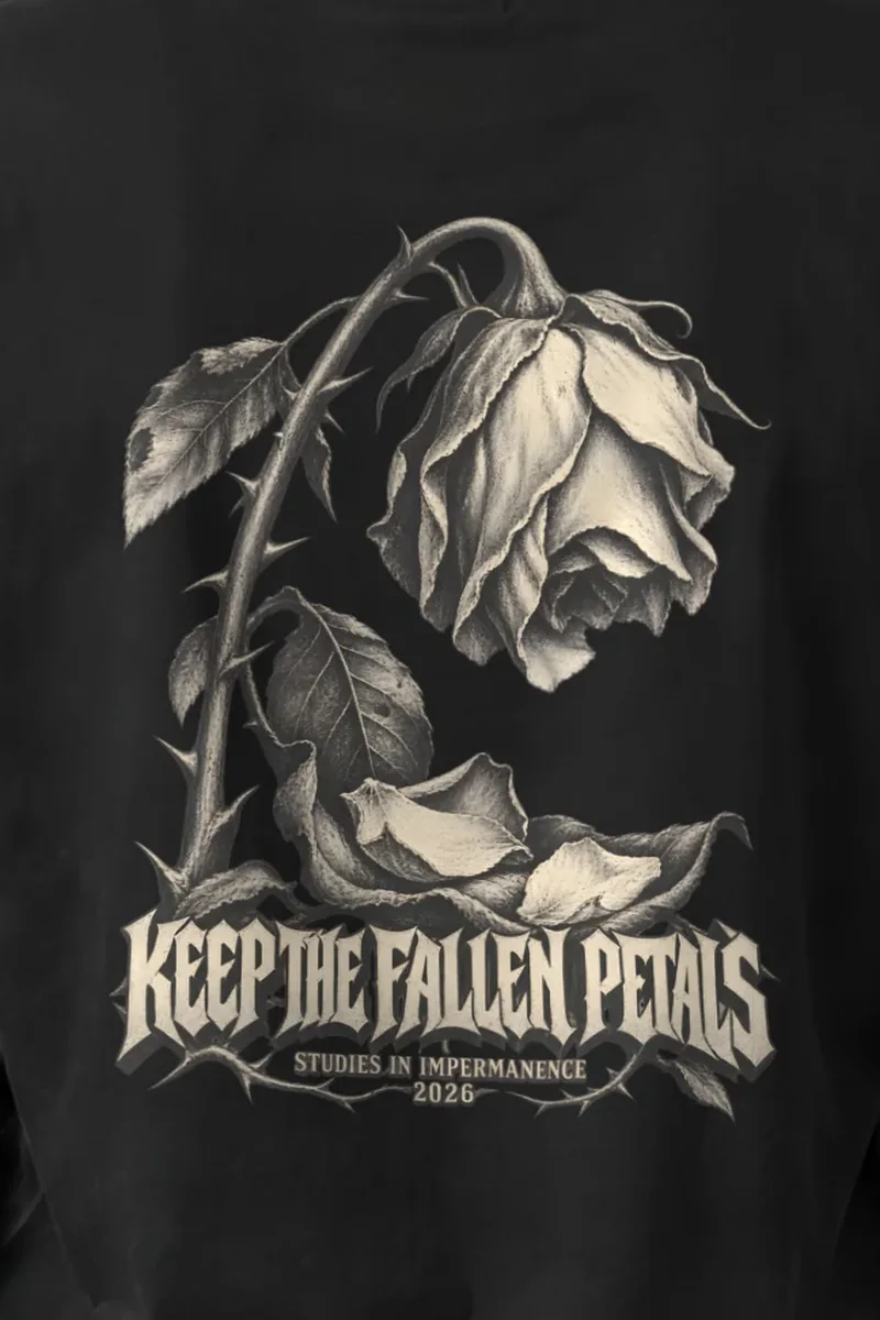 "KEEP THE FALLEN PETALS" Unisex Longsleeve T-shirt - the graphic up close