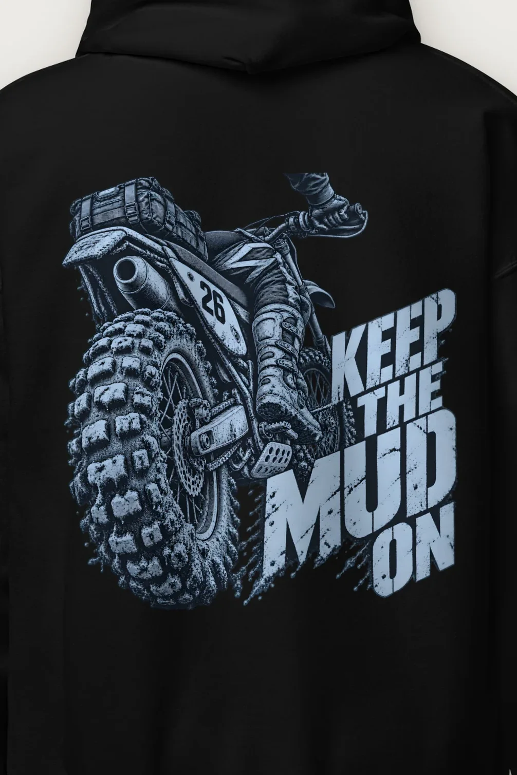 "Keep the Mud On" Heavy Blend Unisex Pullover Hoodie - the graphic up close