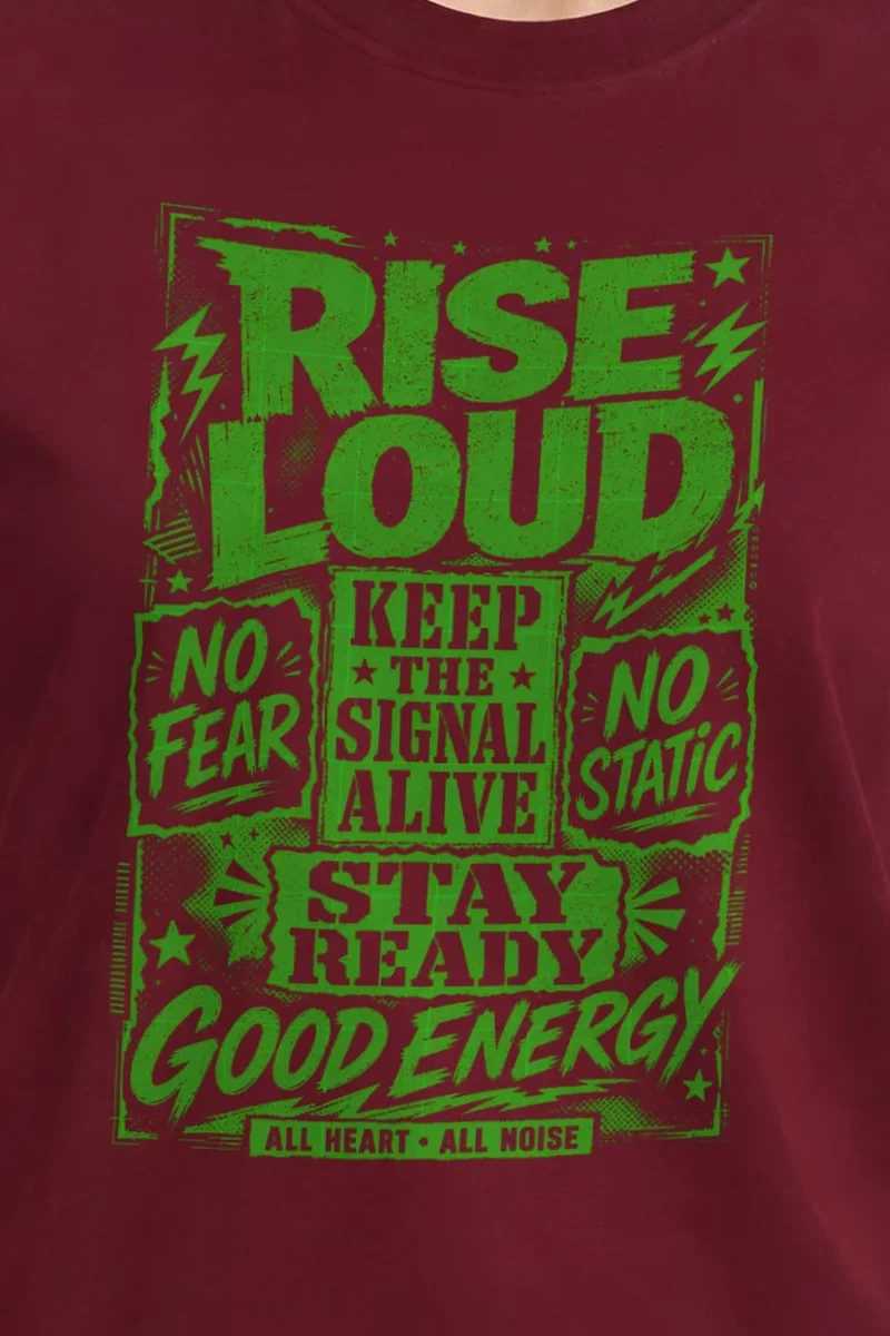 "Keep The Signal Alive" Heavyweight Unisex Crewneck T-shirt - the graphic up close