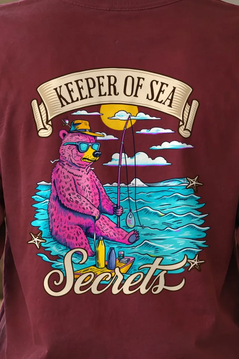 "Keeper Of Sea Secrets" Unisex Longsleeve T-shirt - the graphic up close