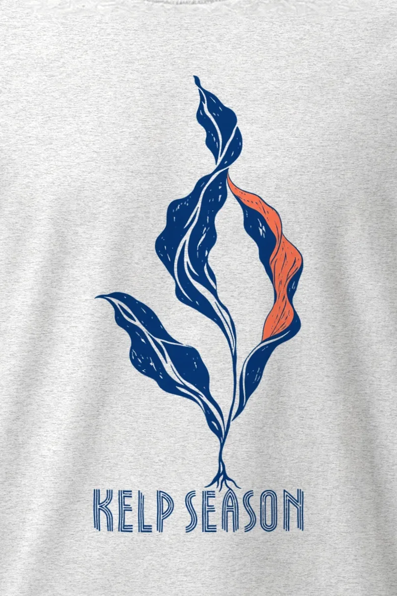 "Kelp Season" Heavyweight Unisex Crewneck T-shirt - the graphic up close