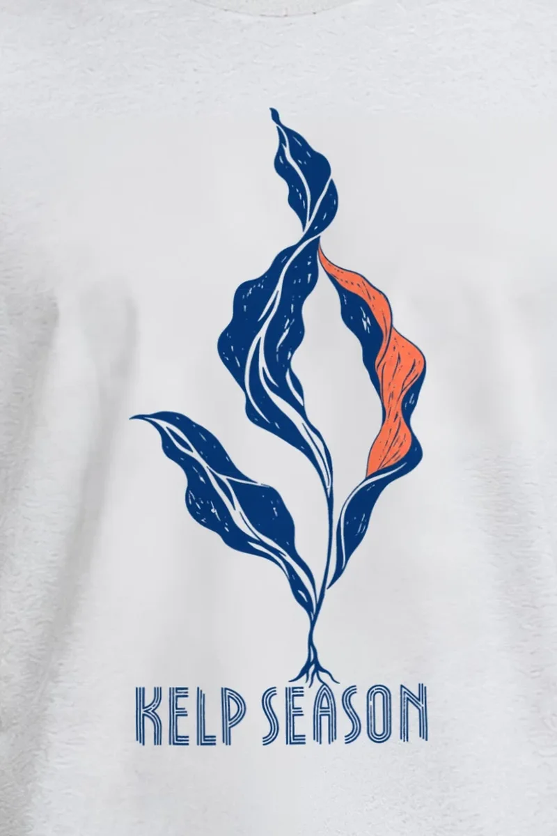 "Kelp Season" Heavyweight Unisex Crewneck T-shirt - the graphic up close