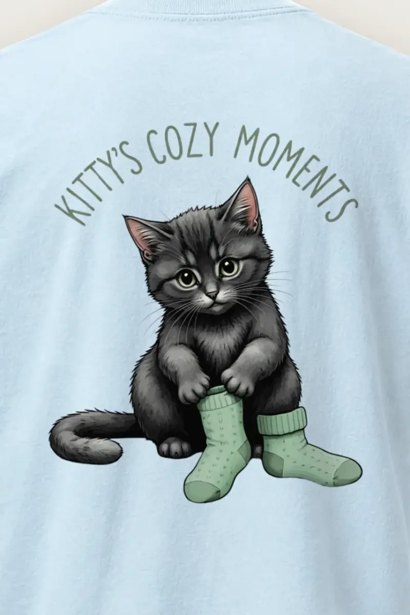 "Kitty’s Cozy Moments" Heavyweight Unisex Crewneck T-shirt
