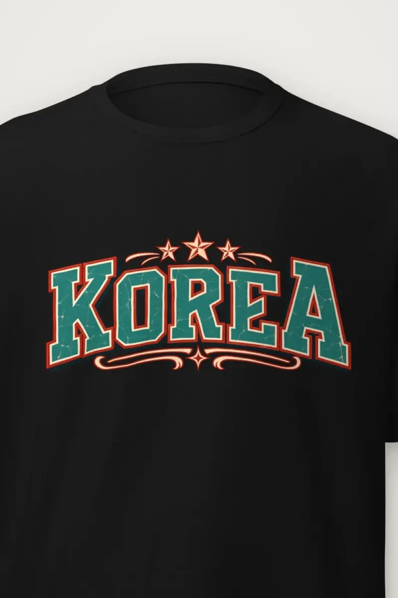"Korea Varsity Flourish" Heavyweight Unisex Crewneck T-shirt